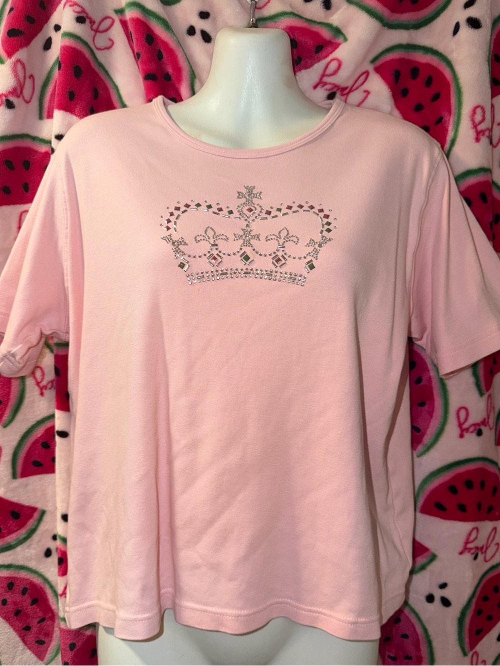 🩷 Rhinestone Crown Short Sleeve Tee